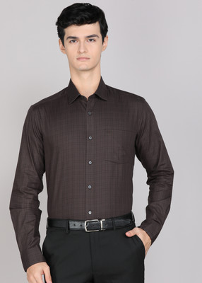 ARROW Men Checkered Formal Brown Shirt