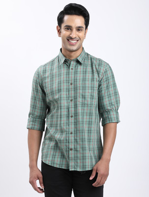 INDIAN TERRAIN Men Checkered Casual Green Shirt