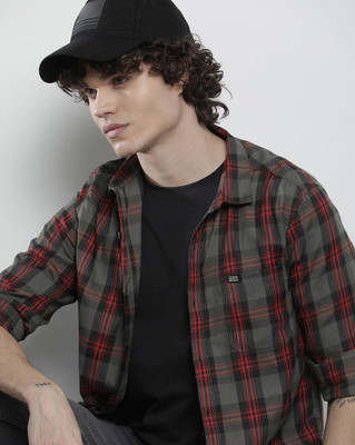 U TURN Men Printed Casual Red Shirt