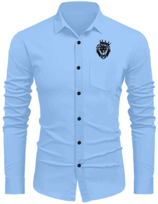 Sanskruti Men Embroidered Casual Blue Shirt