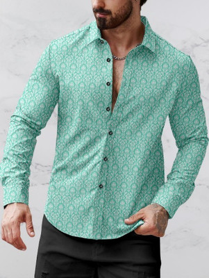 ISUEL FAB Men Ethnic Motifs Casual Green Shirt