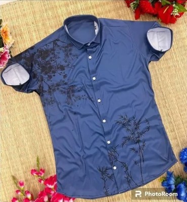 Varni Creation Men Solid Casual Dark Blue Shirt