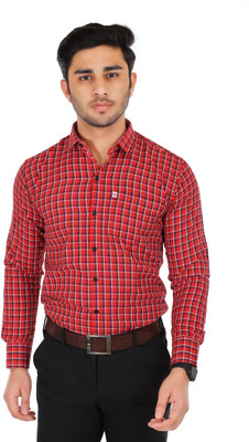 Marc Laurent Men Checkered Formal Red Shirt