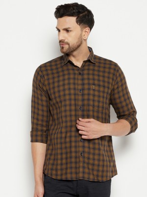 DUKE Men Checkered Casual Brown Shirt