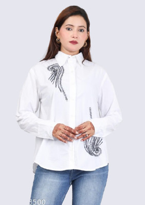 lilika Women Printed Casual White Shirt