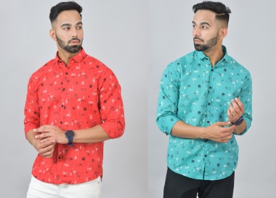 S-Line Men Printed Casual Multicolor Shirt(Pack of 2)