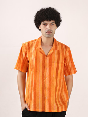 The Rogue Club Men Printed Casual Orange Shirt