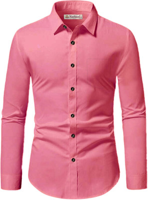 Navkanj Men Solid Casual Pink Shirt