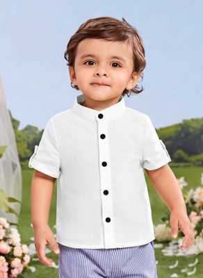 Zarila Boys Self Design Casual White Shirt