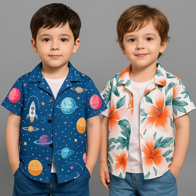 SVHFashion Boys Printed Casual Multicolor Shirt(Pack of 2)