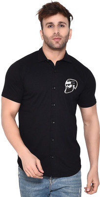 GEUM Men Printed, Solid Casual Black Shirt