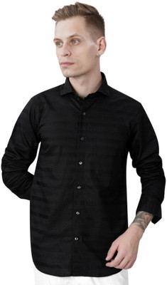 french crown Men Solid Casual Black Shirt