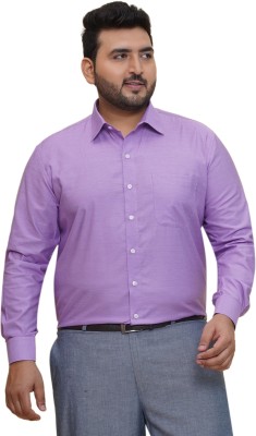 JOHN PRIDE Men Self Design Formal Purple Shirt