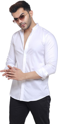 Mculine Men Solid Casual White Shirt