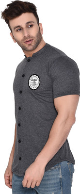 GEUM Men Printed Casual Grey Shirt