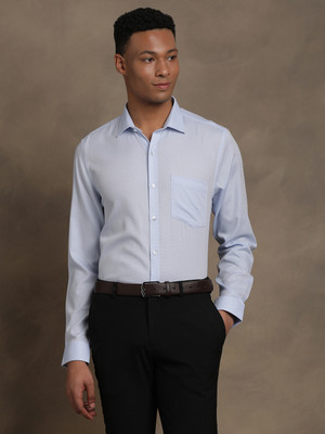 TURTLE Men Self Design Formal Light Blue Shirt