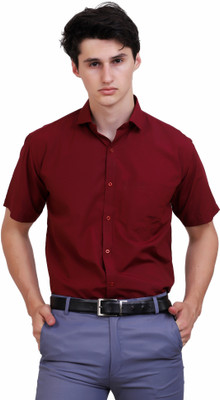 Appel Touch Men Solid Formal Maroon Shirt