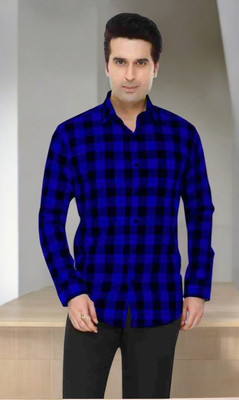 SHAH TEXTILES Men Checkered Formal Blue, Black Shirt