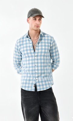 U TURN Men Printed Casual Blue Shirt