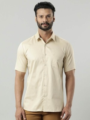 INDIAN TERRAIN Men Solid Casual Beige Shirt