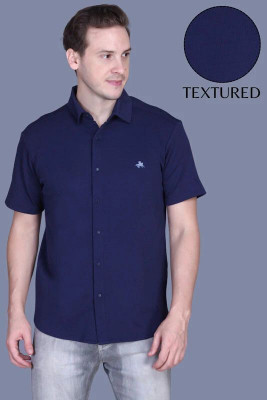 ParcelYard Men Self Design Casual Dark Blue Shirt