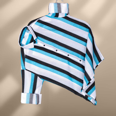 DUCCKCREATION Men Striped Casual Blue Shirt