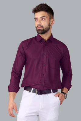 Wickster Men Solid Formal Purple Shirt