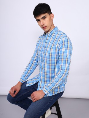 LEE Men Checkered Casual Blue Shirt