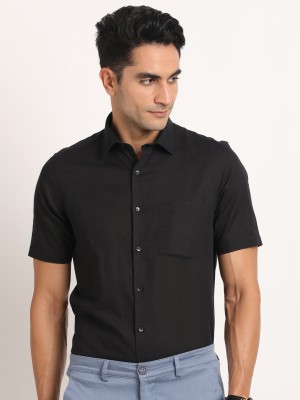 TURTLE Men Solid Formal Black Shirt