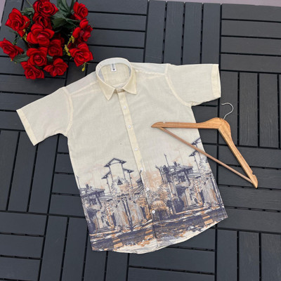 Abizzstore Retails Surat Men Printed Casual Cream Shirt