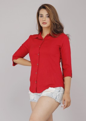 Munga Fashion Women Solid Casual Red Shirt