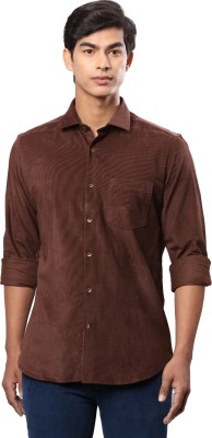 Raymond Men Solid Casual Brown Shirt