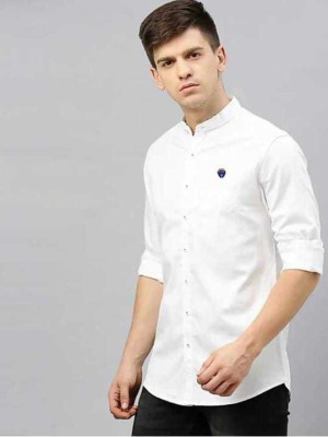 SK Fashion Men Self Design Casual White Shirt