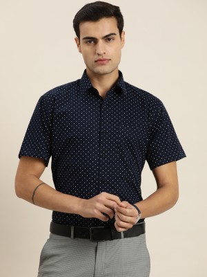 Hancock Men Printed Formal Dark Blue, White Shirt