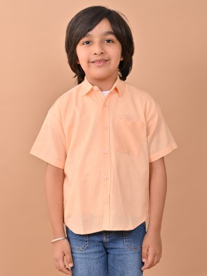 Chimpaaanzee Boys Solid Casual Orange Shirt