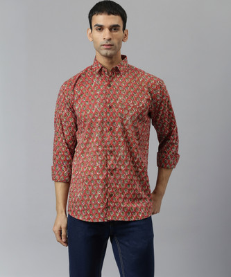 MILLENNIAL MEN Men Printed Casual Pink Shirt