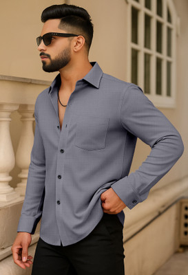 AITAVIKOVERSEAS Men Solid Formal Grey Shirt