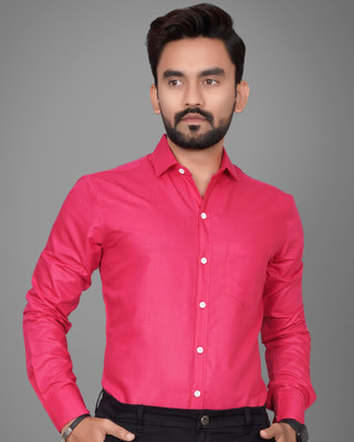 GLOBAL NOMAD Men Solid Casual Pink Shirt