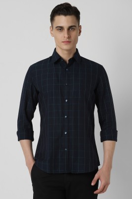 VAN HEUSEN Men Checkered Casual Blue Shirt