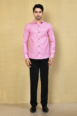 StellLIFESTYLE Trend Men Solid Casual Pink, White Shirt