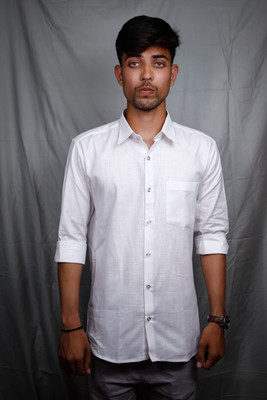Sindon Rui Fashion Men Solid Casual White Shirt