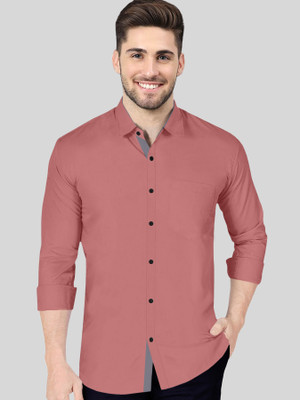 VTEXX Men Solid Casual Pink Shirt