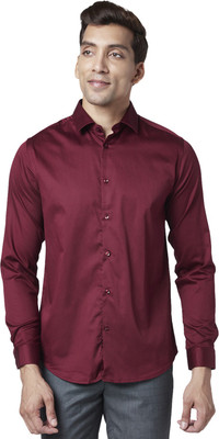 Byford by Pantaloons Men Solid Casual Maroon Shirt