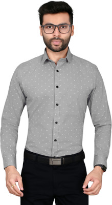 5TH ANFOLD Men Printed Formal Grey Shirt