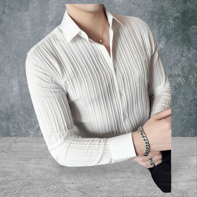 SHIVAY TREND Men Self Design Casual White Shirt