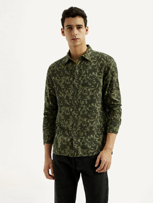 LEVI'S Men Floral Print Casual Green Shirt