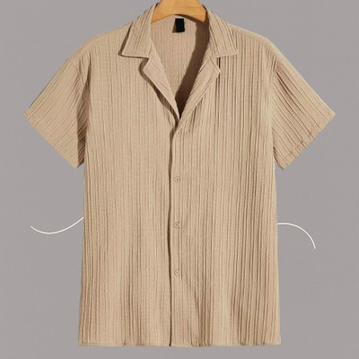 nitafashion Men Solid Casual Cream Shirt