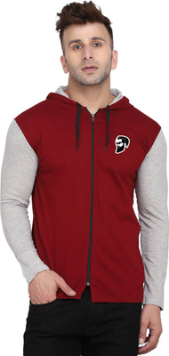 tfurnish Graphic Print Men Hooded Neck Maroon, Grey T-Shirt