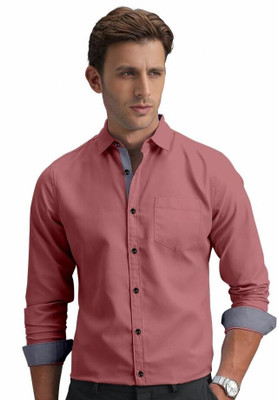 Vasanam Men Solid Casual Pink Shirt