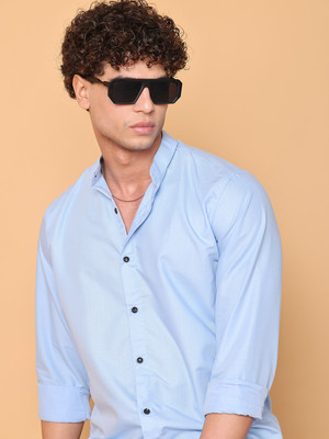METRONAUT Men Solid Casual Light Blue Shirt